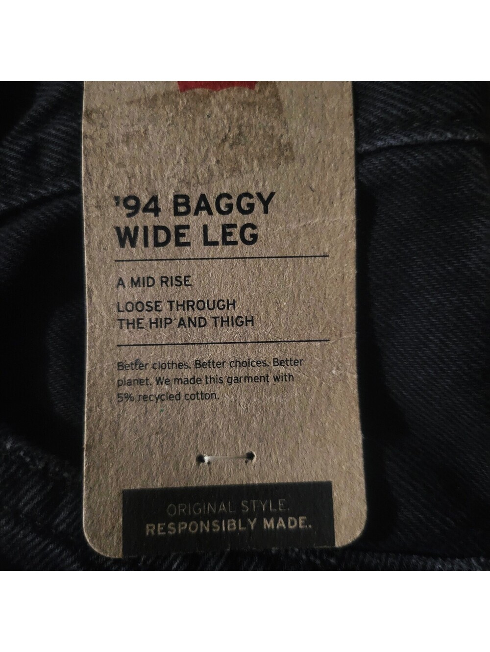 Levi's '94 Baggy Wide Leg Mid Rise Jeans Black NWT - Size 27/31 - Picture 7 of 9